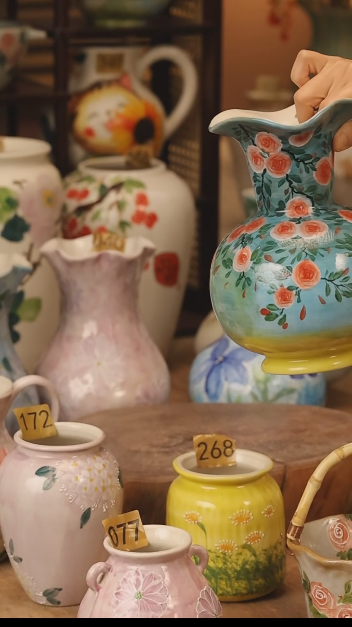 陶瓷景德镇设计师手作花器摆件侘寂风@M702@