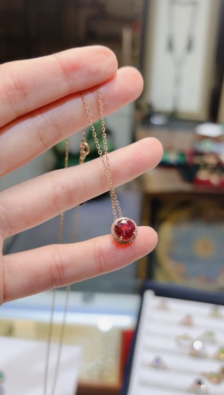 【闪购商品】碧玺项链18K金镶嵌碧玺项链T