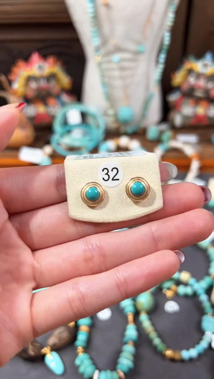 【闪购商品】绿松石耳饰18K金镶嵌绿松石耳饰