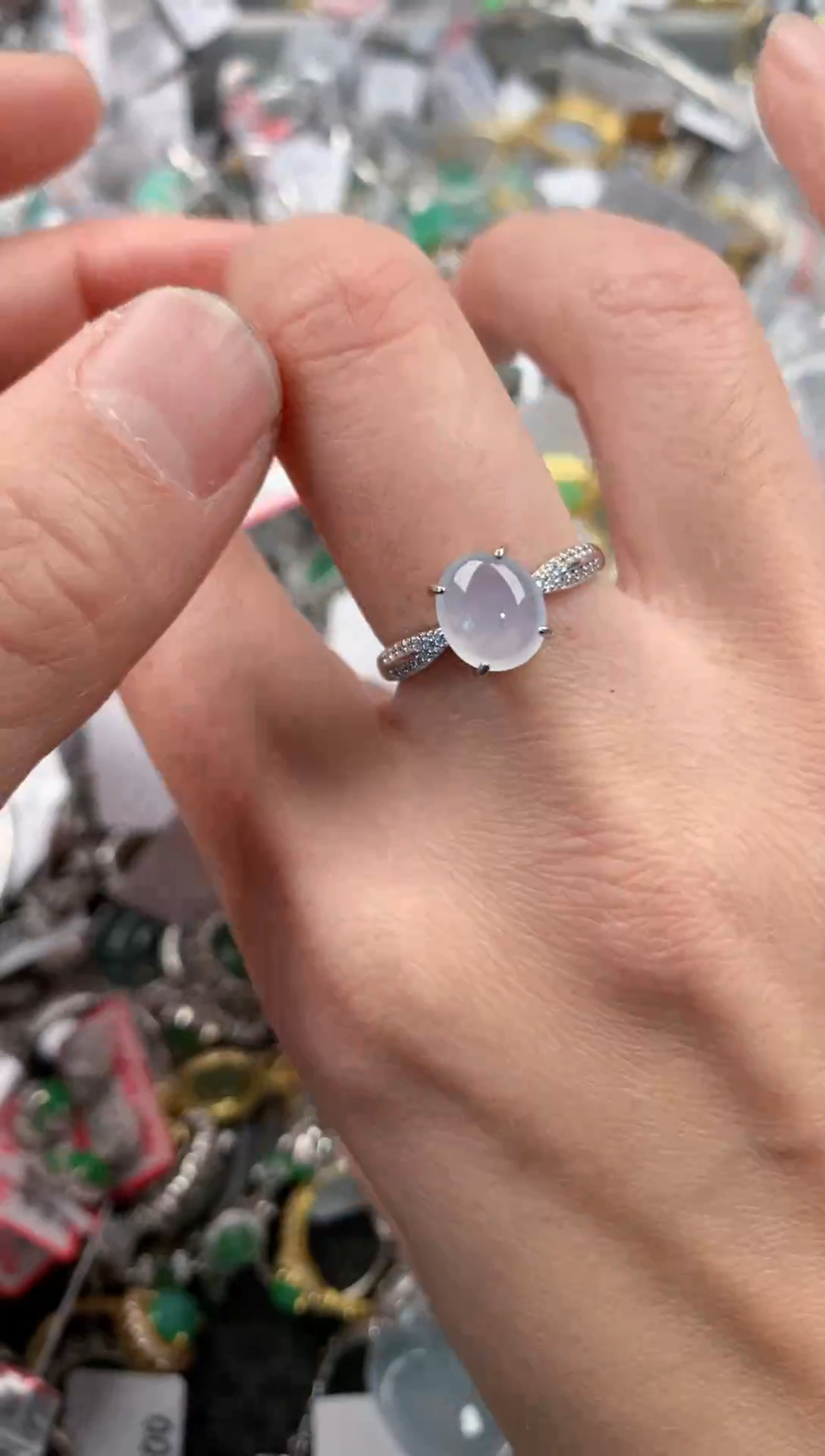 银S925镶嵌戒指翡翠555   7