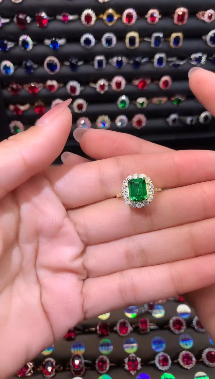 【闪购商品】透辉石戒指银S925镶嵌金