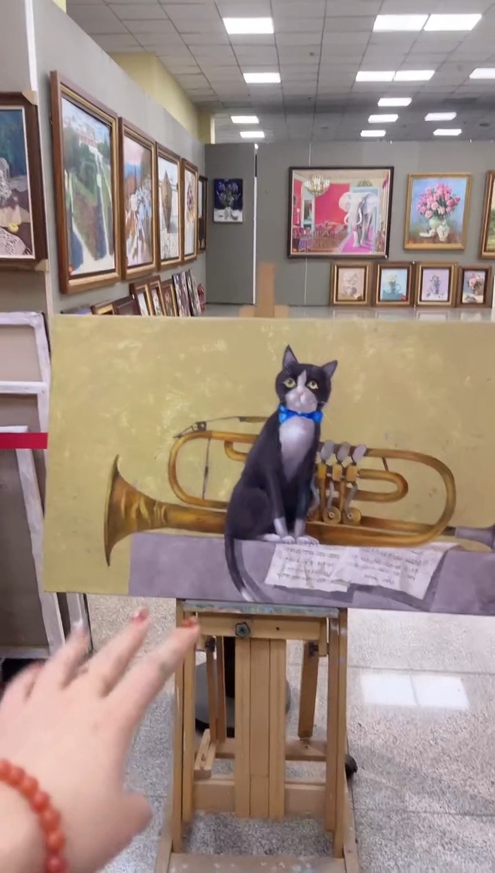 【闪购商品】俄罗斯油画（猫咪）60*90内