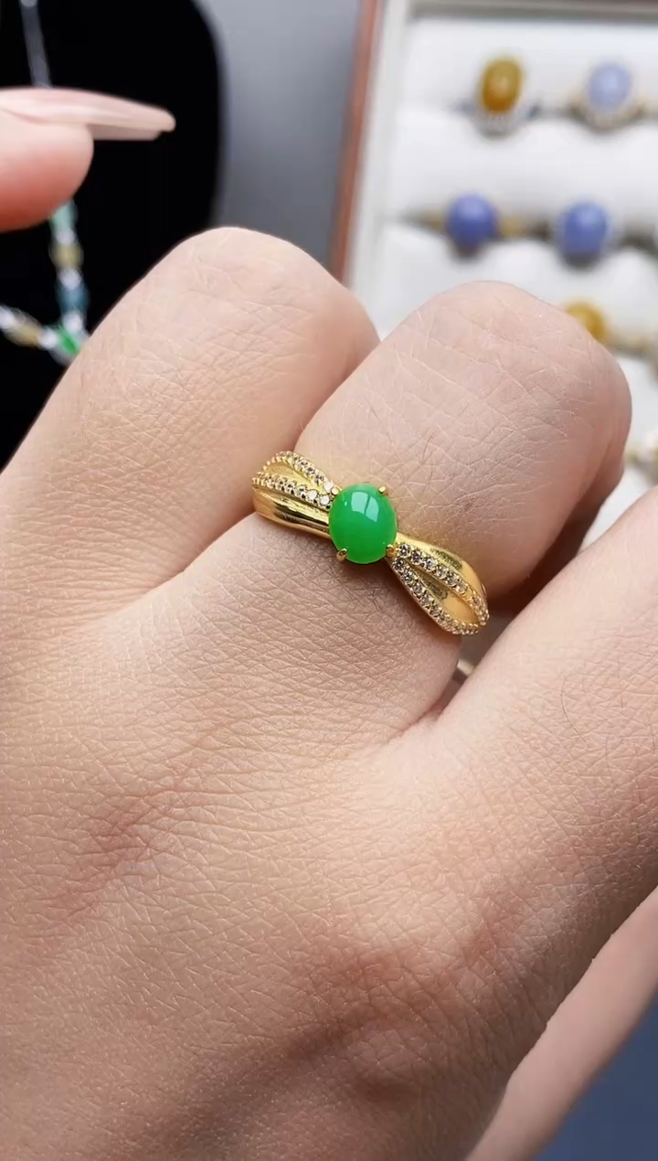 银S925镶嵌戒指翡翠0363