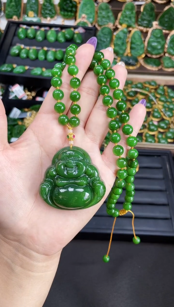 【闪购商品】和田玉套链18K金镶嵌48MM多样性发一