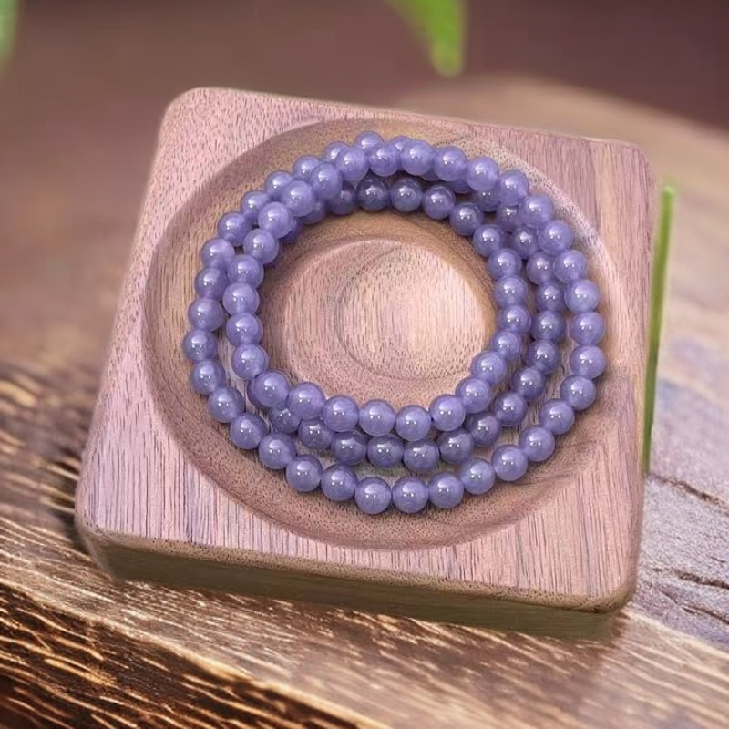 【恩上珠宝】天然玉石 135 和田姻紫三圈 6mm