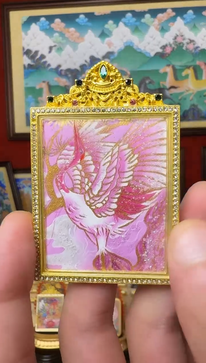 吊坠凤凰-热贡纯手绘周毛