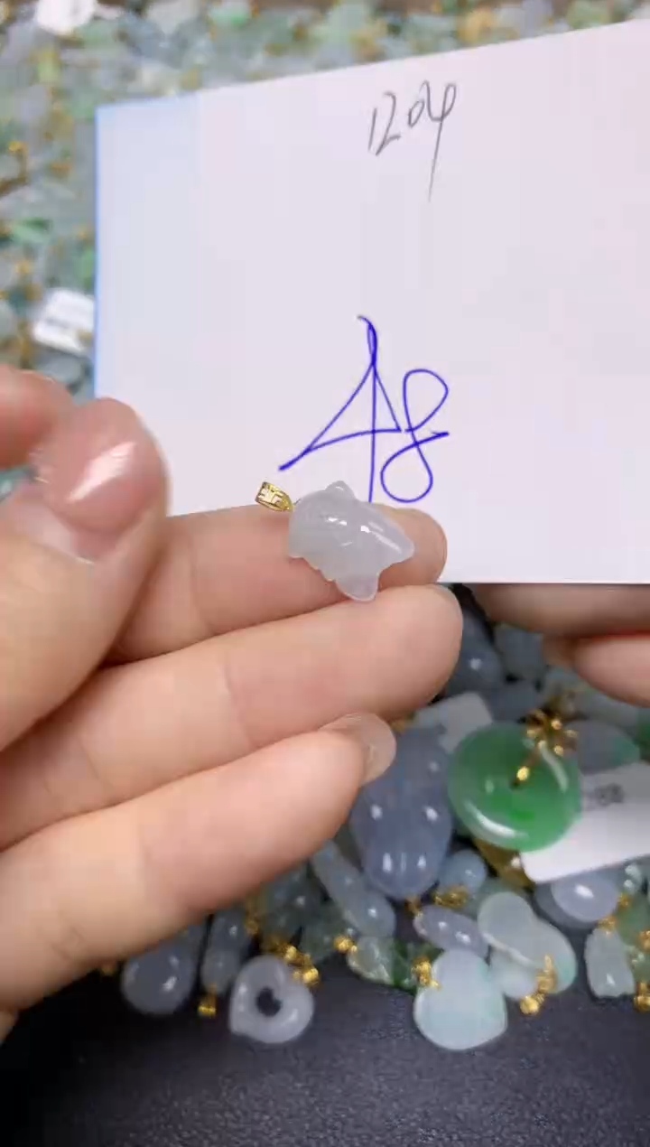 【闪购商品】翡翠挂件18K金镶嵌 天然翡翠A货