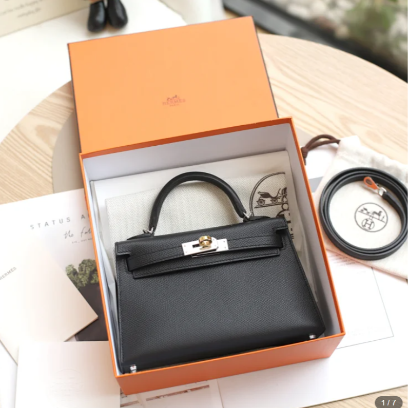 未使用 Hermes/爱马仕 Mini kelly二代18 K刻 EP皮 黑色 鸳鸯扣