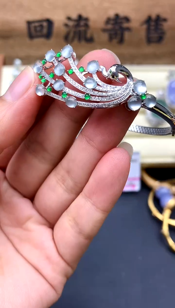 【闪购商品】翡翠手镯18K金镶嵌416-中国好珍宝