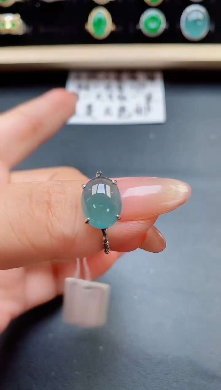 翡翠戒指银S925镶嵌21321