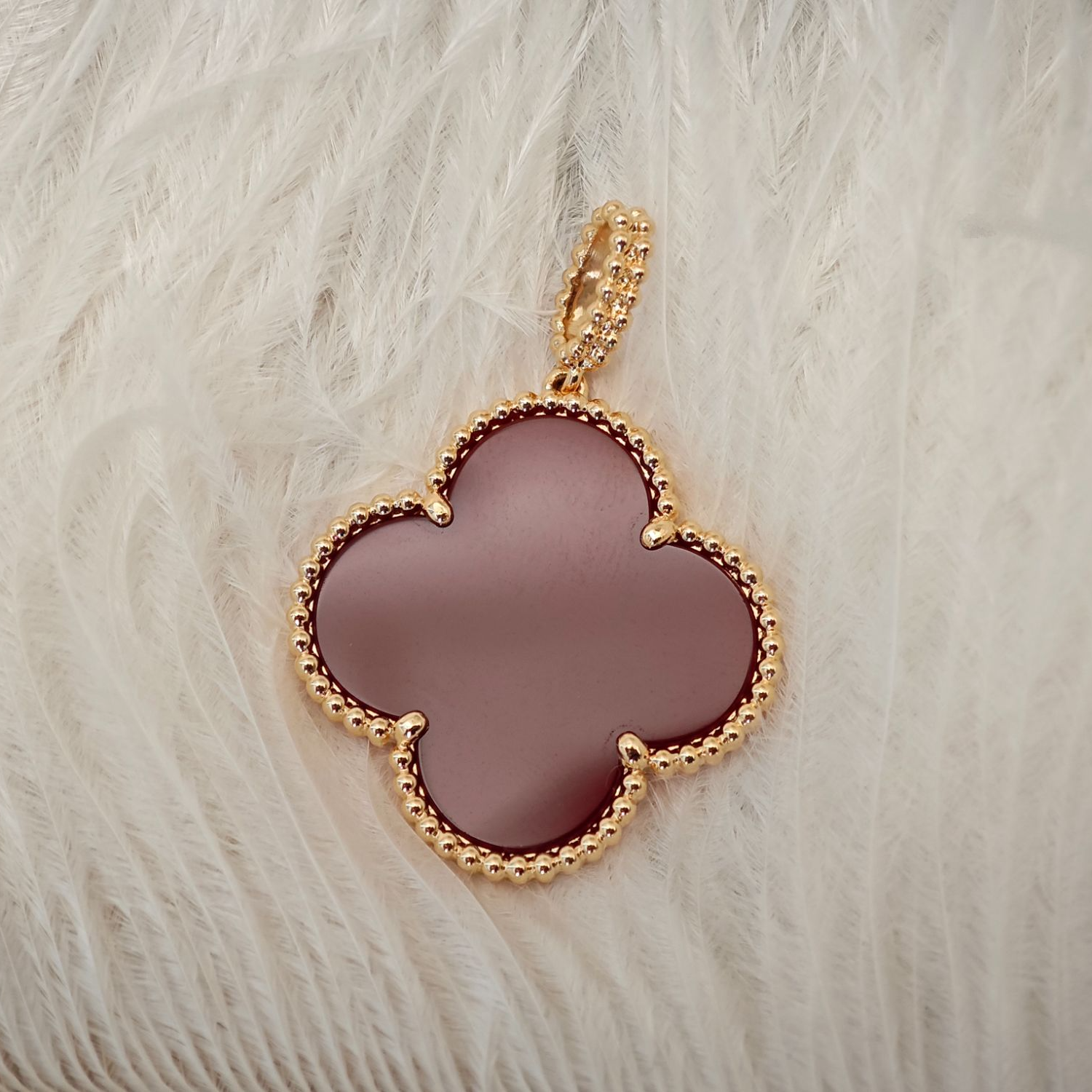  18K金26MM红玛瑙四叶草吊坠(不含链）