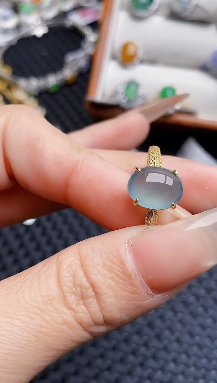 银S925镶嵌戒指翡翠2187