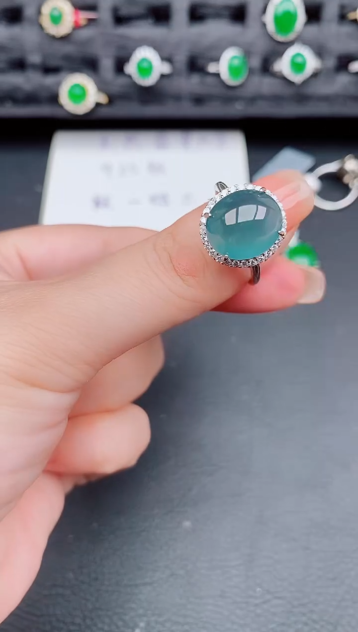 翡翠戒指银S925镶嵌天然a货翡翠553