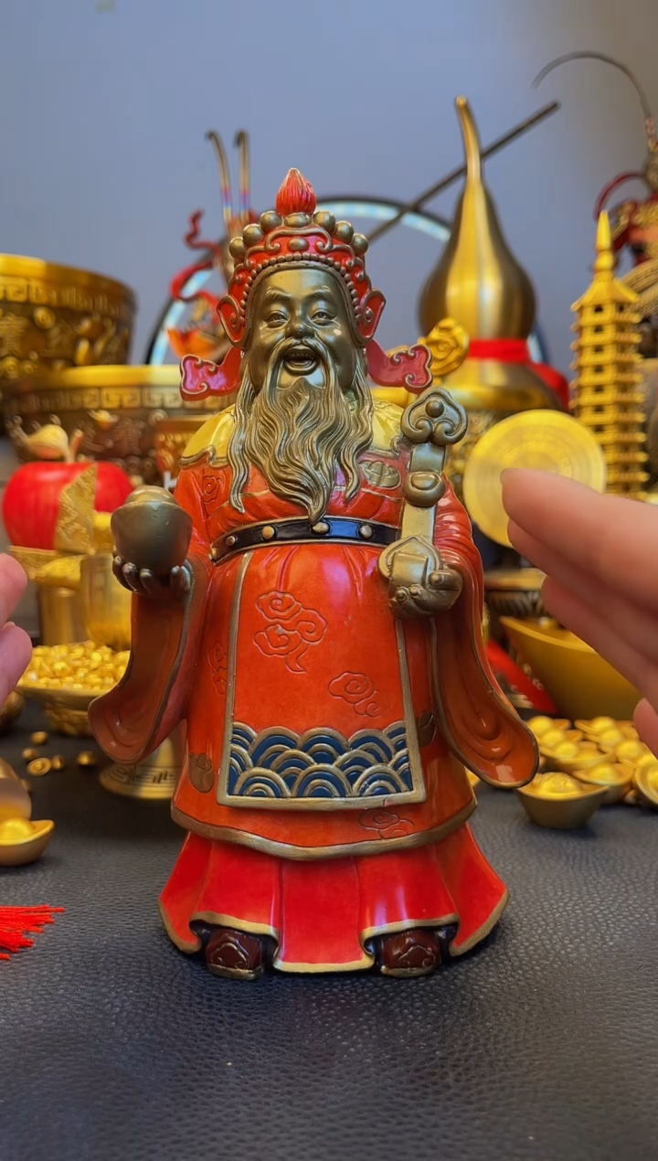 【闪购商品】黄铜彩铜文财神