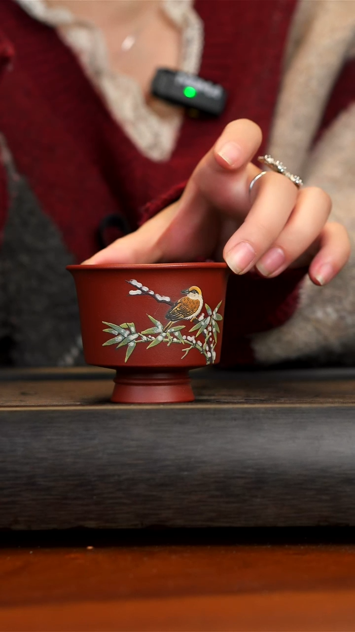 【闪购商品】紫砂茶壶大红袍雪鸟高足杯