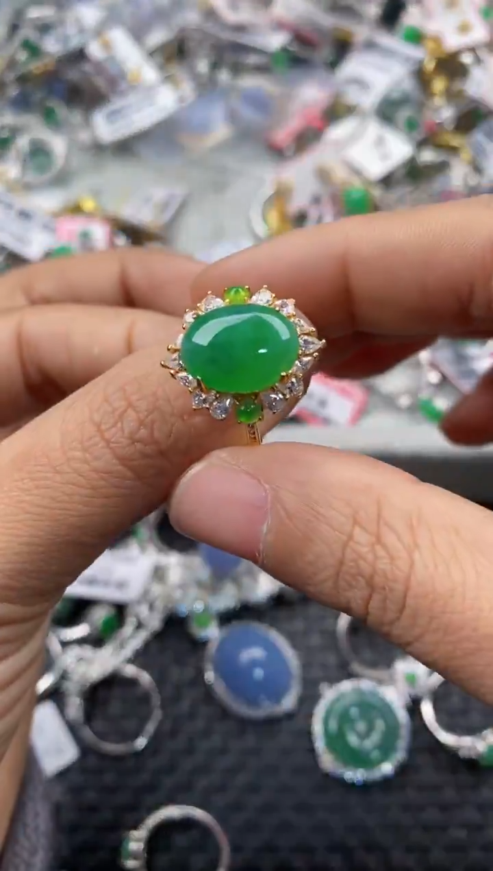 银S925镶嵌戒指翡翠555     4