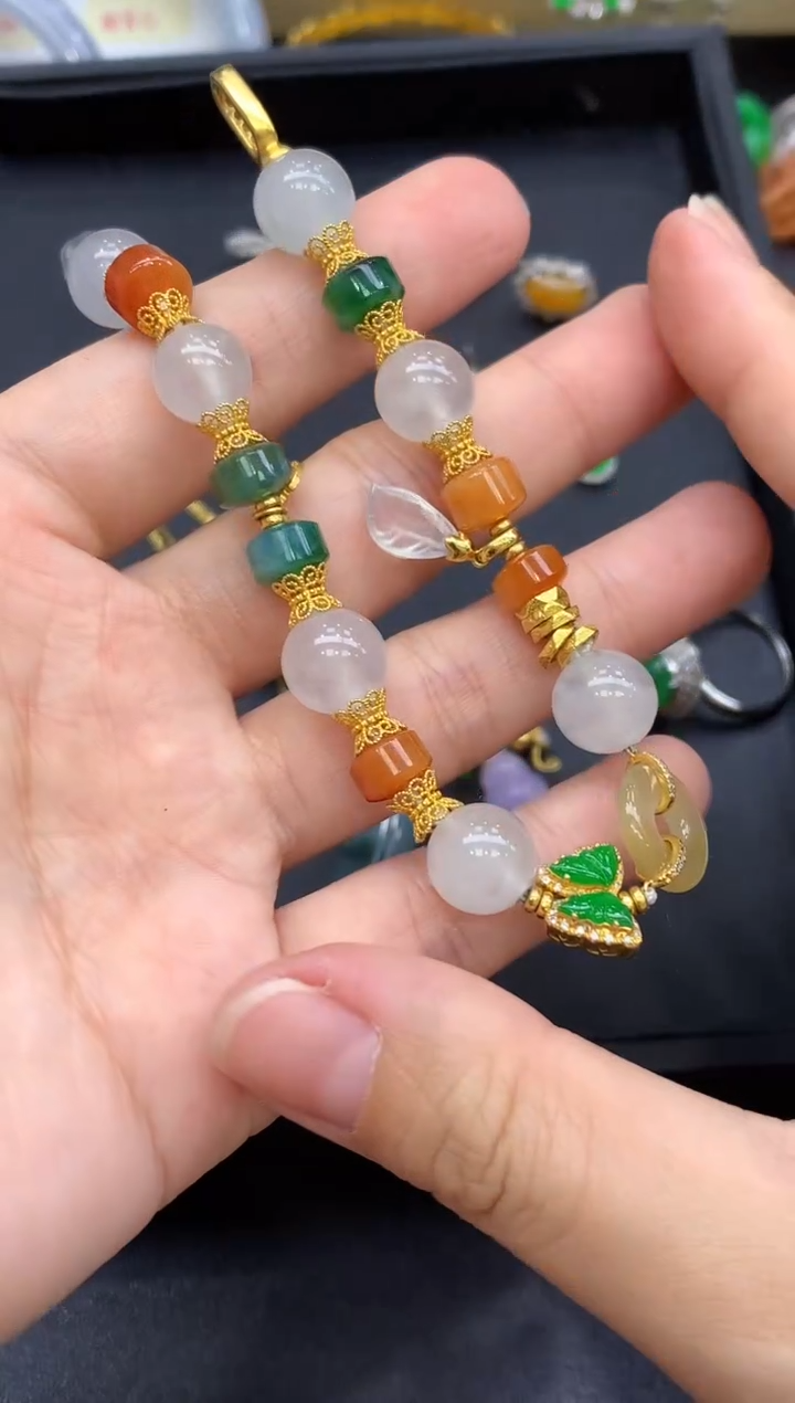 18K金镶嵌手链翡翠604-中国好珍宝