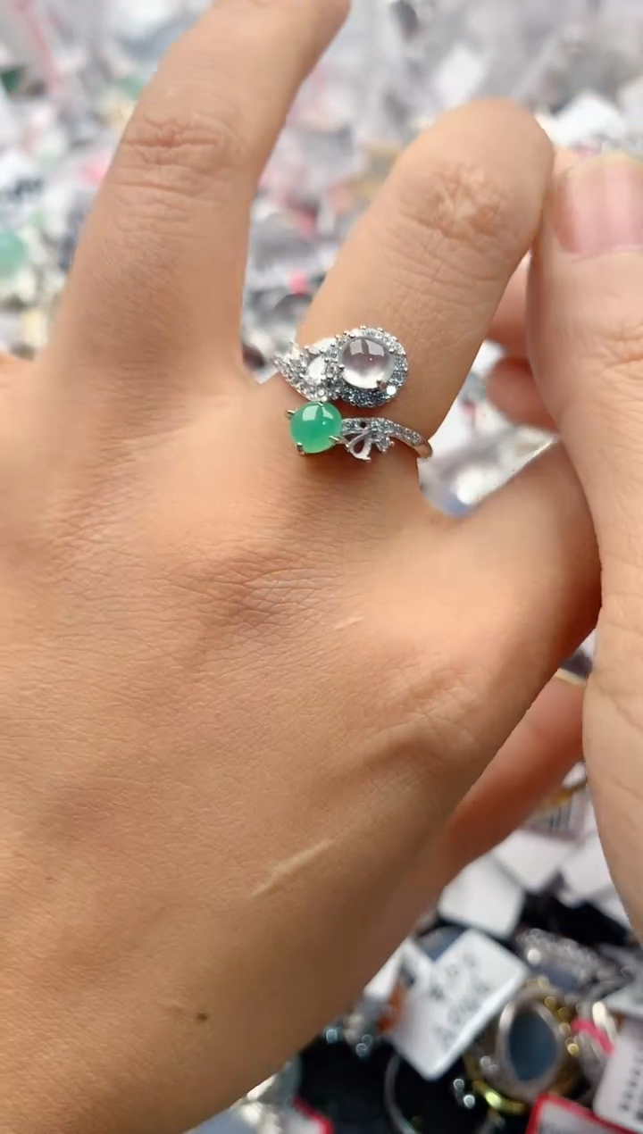 银S925镶嵌戒指翡翠444                 3