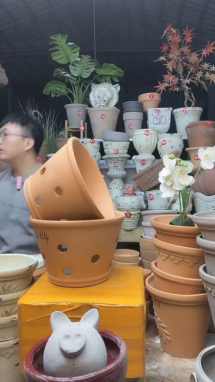 【闪购商品】缸2个红陶20*14多孔盆睱无托