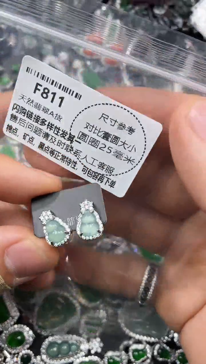 颈饰未镶嵌翡翠F811耳钉