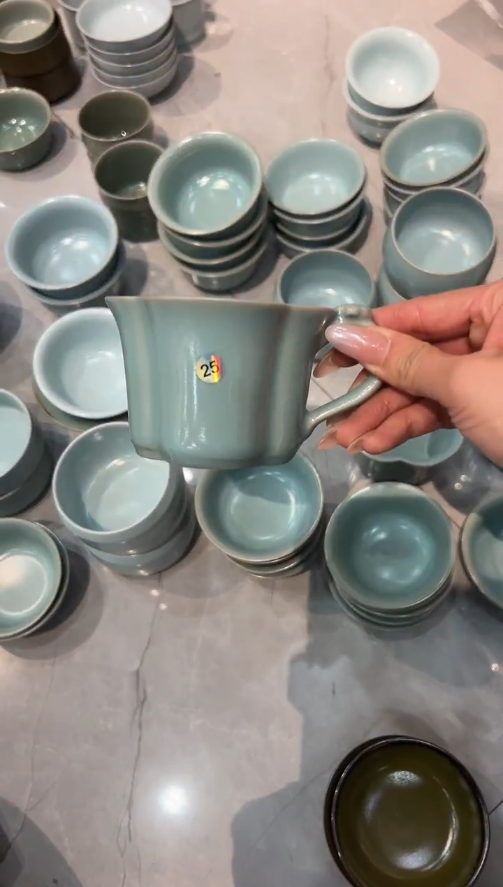 杯仿古天青海棠咖啡杯大瑕