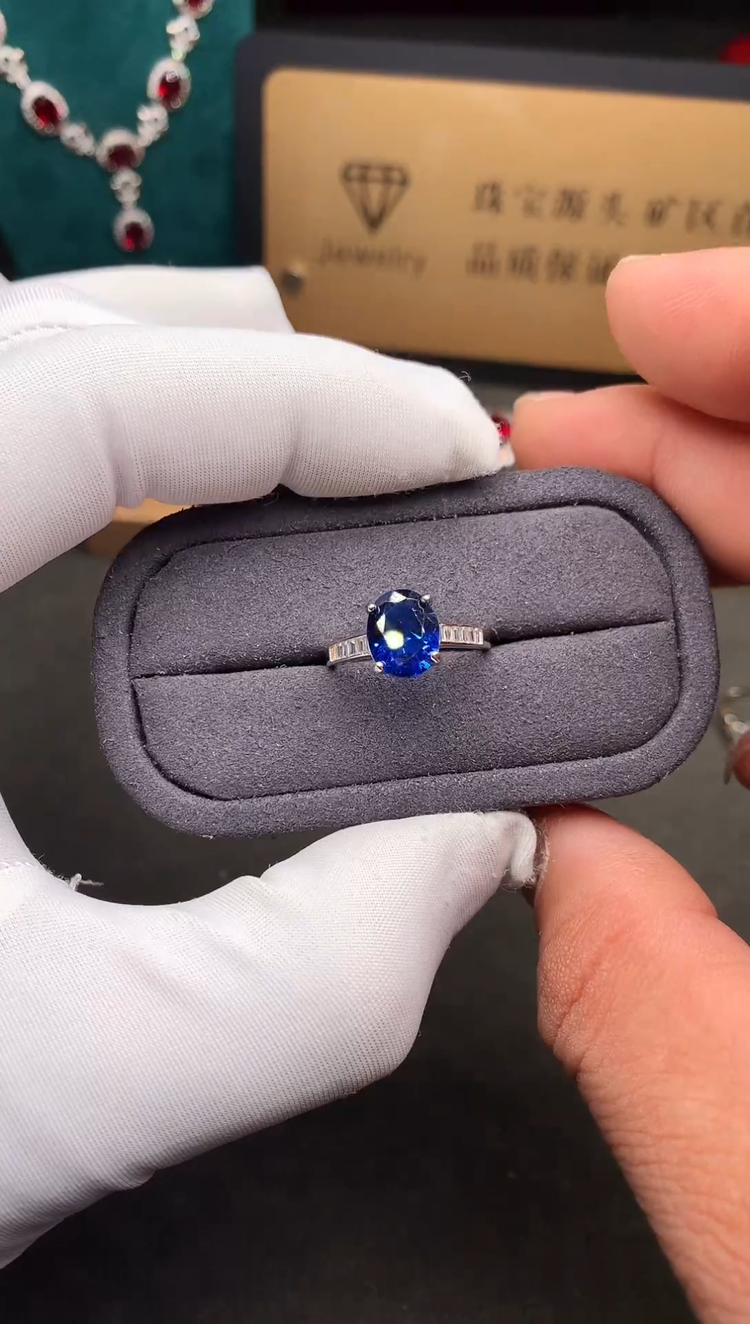戒指蓝宝石银S925镶嵌.....