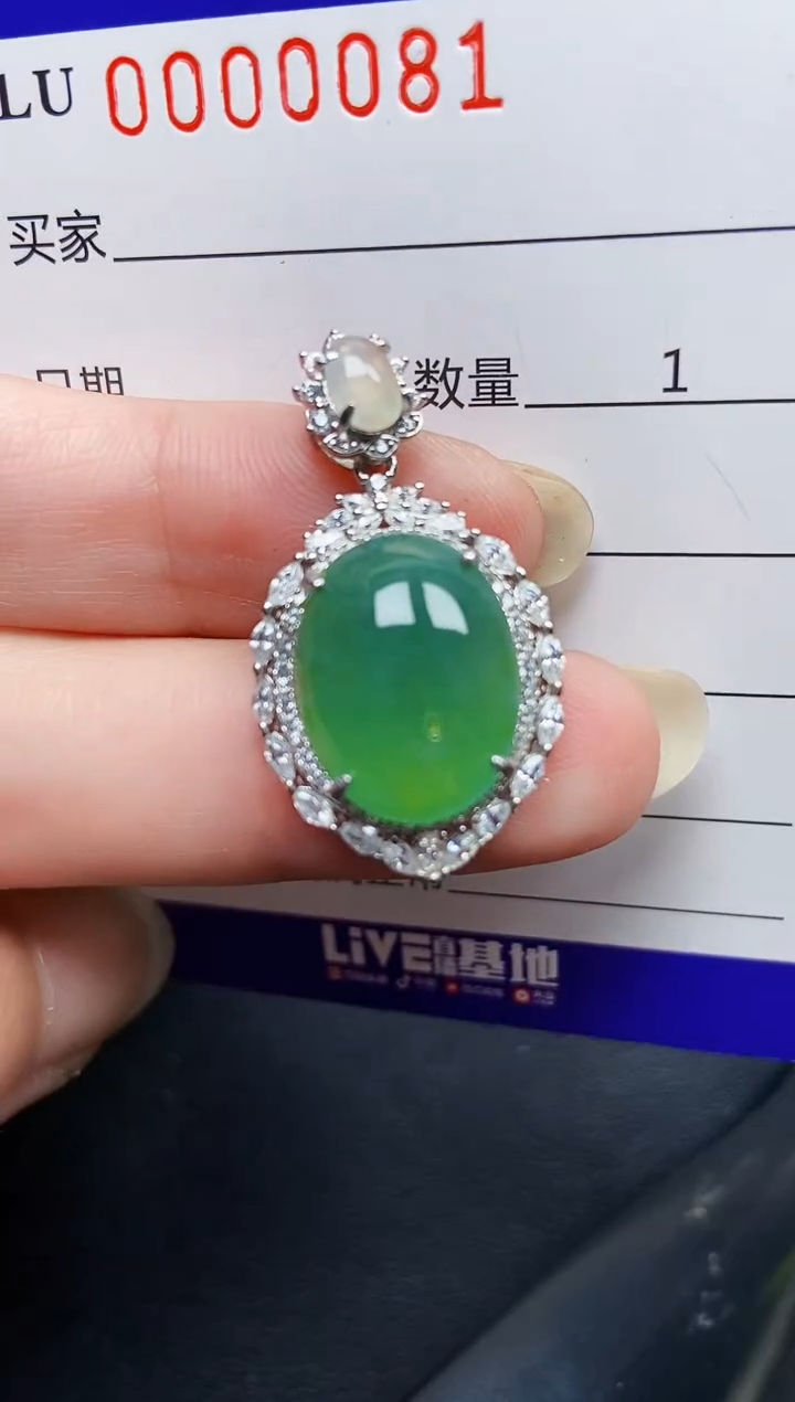 翡翠银S925镶嵌颈饰0081