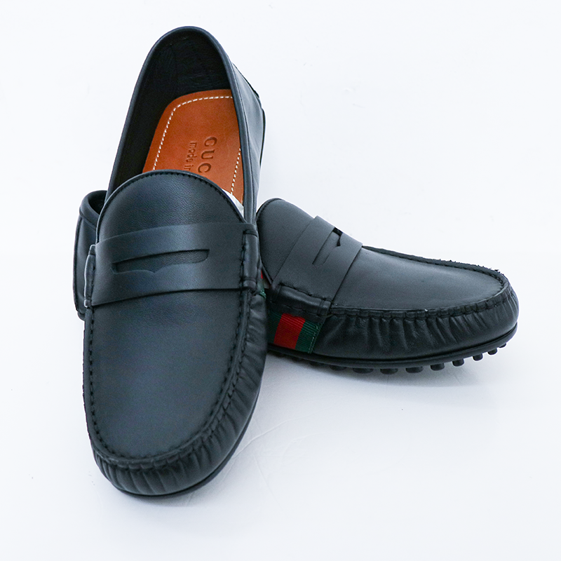 未使用 GUCCI/古驰 时尚休闲舒适百搭潮流软皮黑色豆豆鞋38.5码