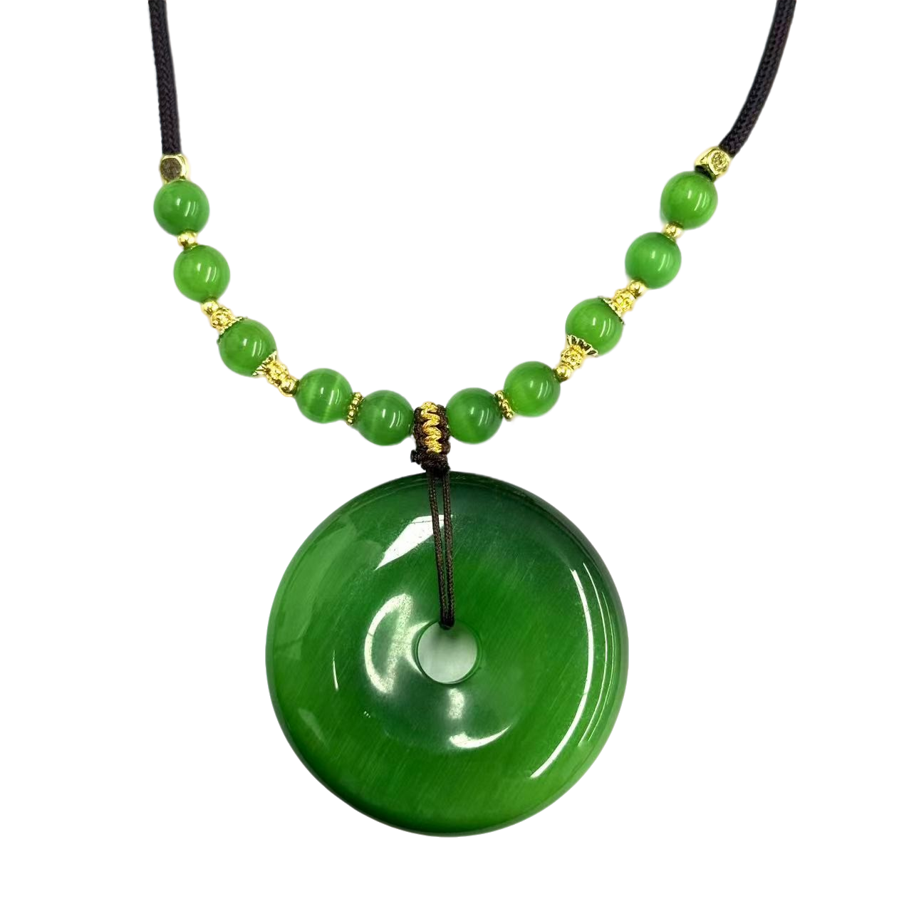 【符老板】y2605-国风气质设计款绿幽灵玛瑙平安扣吊坠-赠礼盒