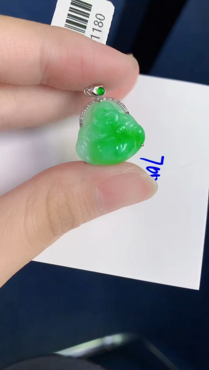 颈饰18K金镶嵌翡翠天然翡翠缅甸A货