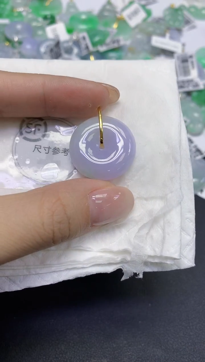 颈饰18K金镶嵌翡翠天然缅甸翡翠A货百元以上9元证书费自理