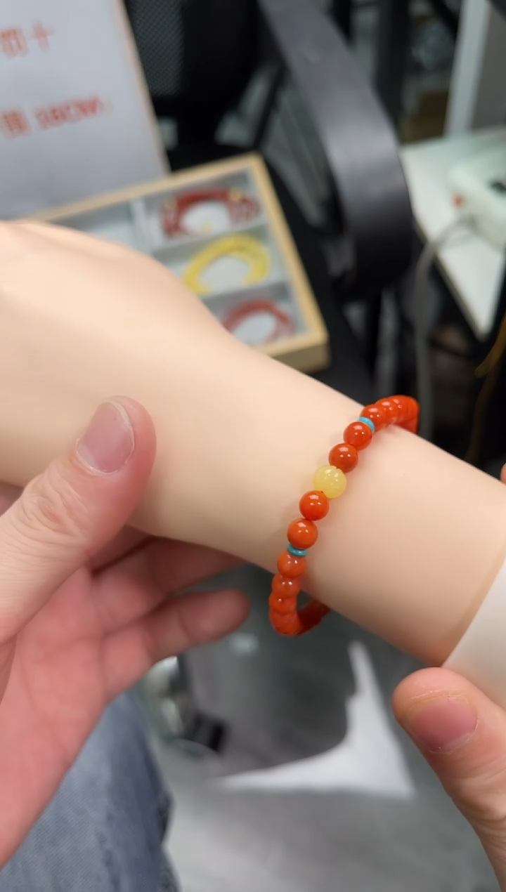 【闪购商品】南红玛瑙手串未镶嵌南红单圈蜜蜡QF-A292（多样性发一）