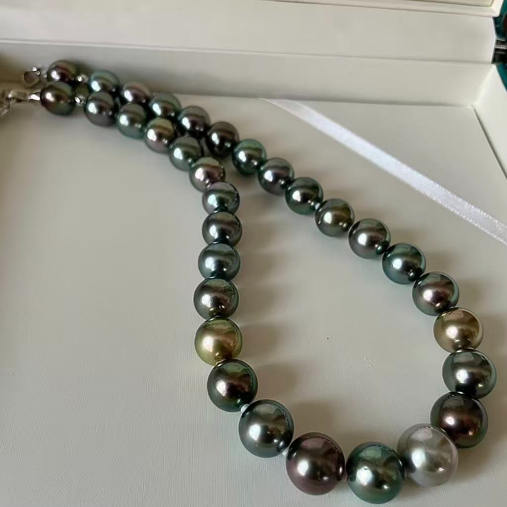 天然珍珠海水大溪地黑珍珠项链