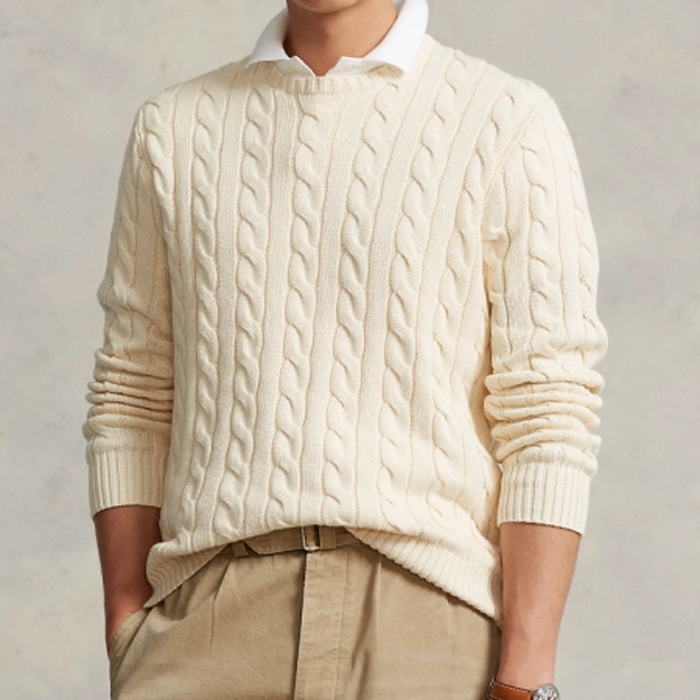 针织圆领针织衫男士秋冬厚款毛衣百搭衫宽松加厚