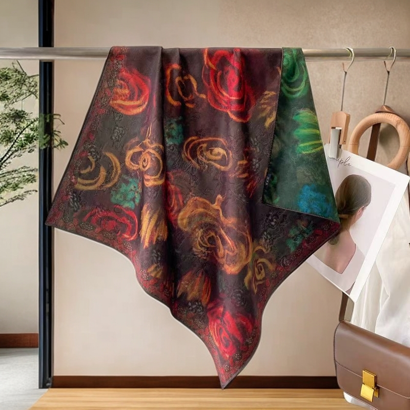 上海故事A06捡漏双色70cm夜空绘梦方巾轻奢香云老料贵气长辈礼物