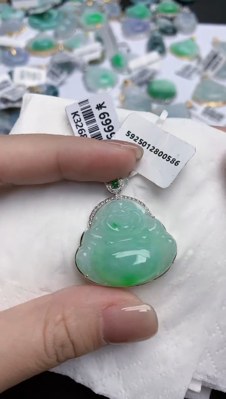 【闪购商品】翡翠颈饰18K金镶嵌天然缅甸翡翠A货