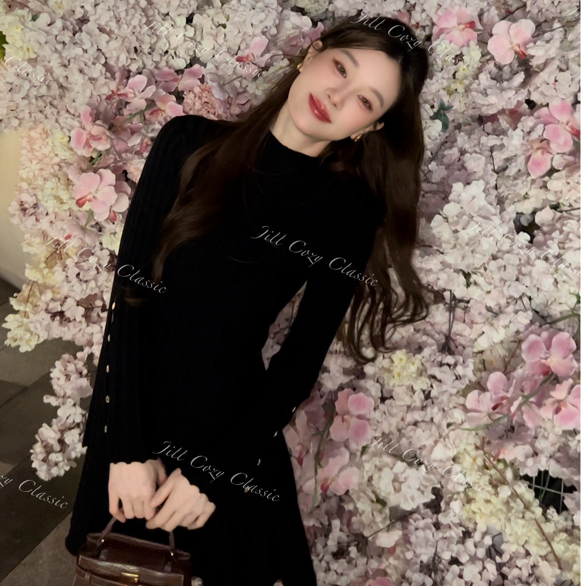 【姜简一JILL】高奢设计师高级感2025秋冬新款羊毛针织连衣裙839