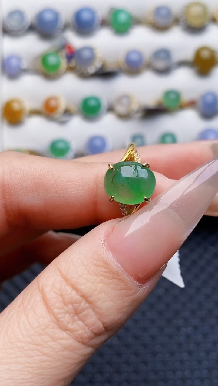 银S925镶嵌戒指翡翠2236