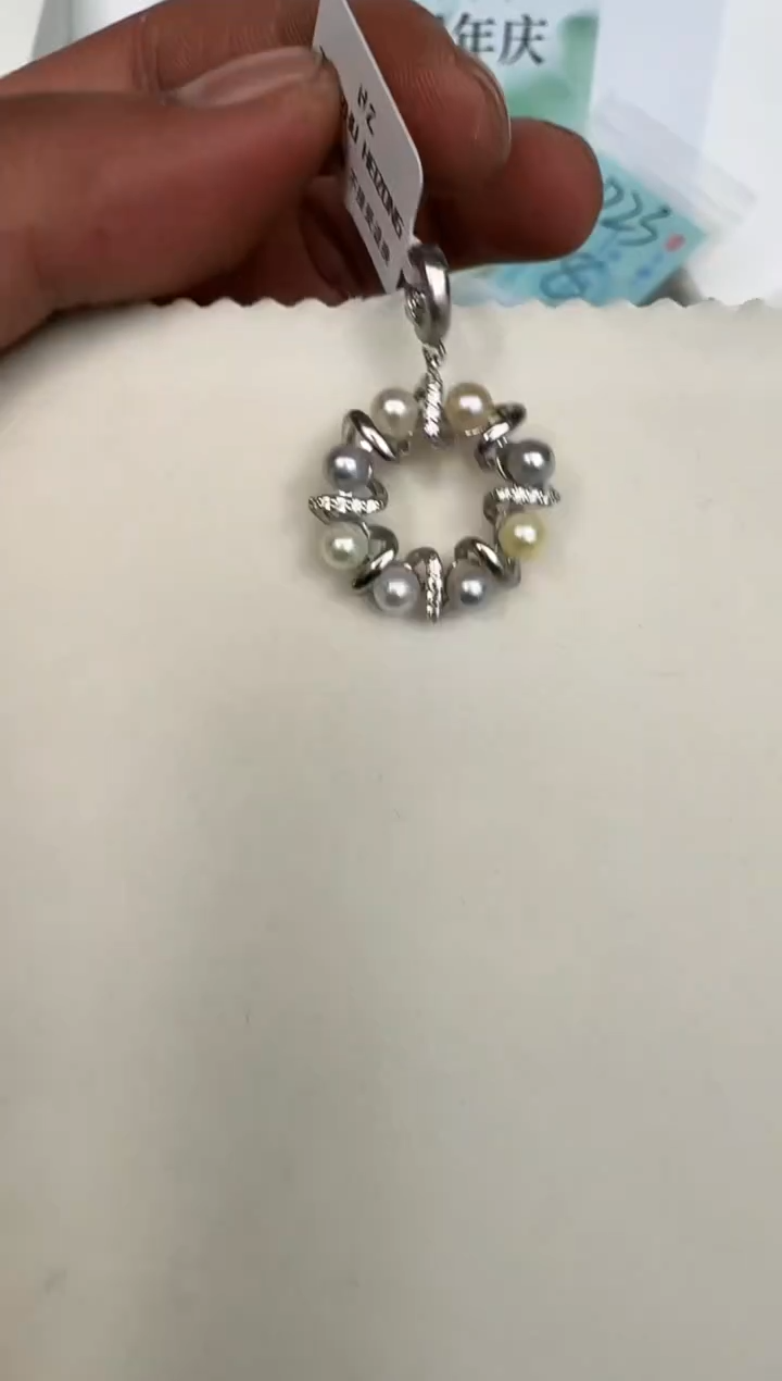 颈饰银S925镶嵌海水珍珠吊坠