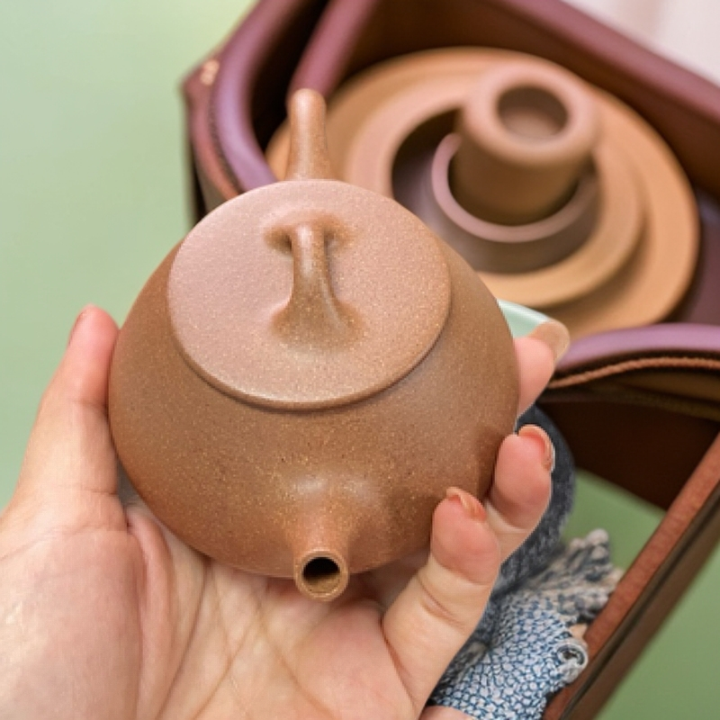 宜兴原矿老段泥手工平盖石瓢功夫茶壶