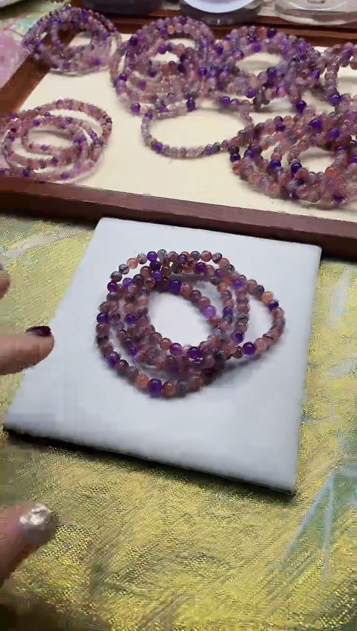 【闪购商品】水晶手串未镶嵌 高阶超七桃花醉5mm 多样性发一