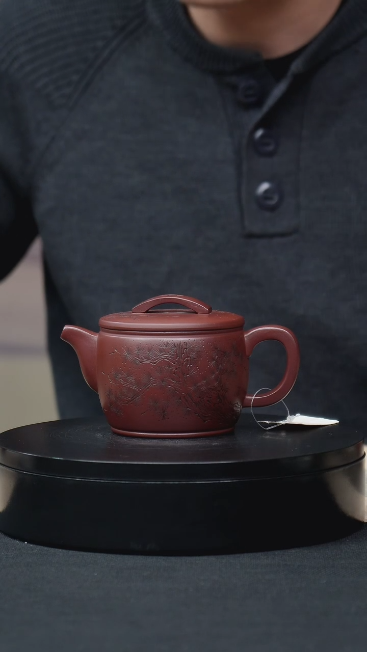 【闪购商品】紫砂茶壶龙血砂刻绘汉瓦
