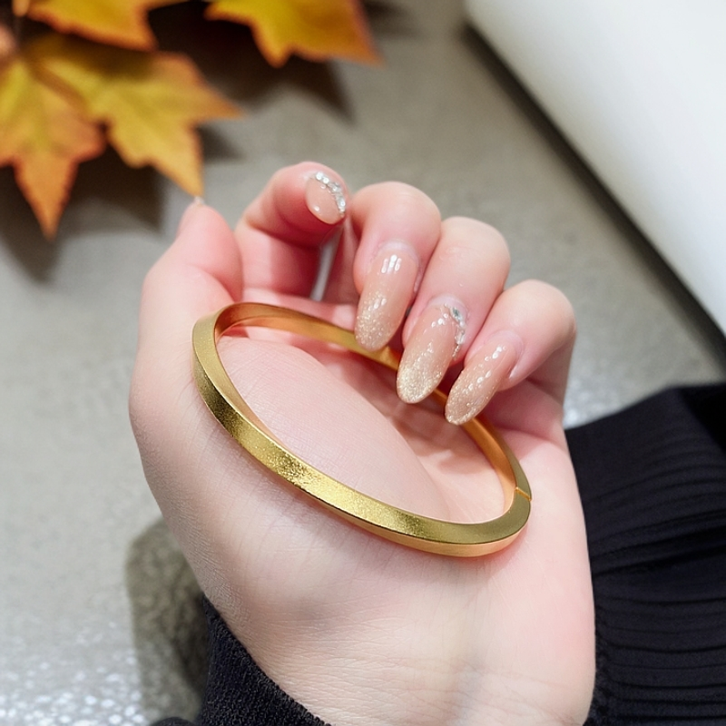 足银手镯 足银手镯 四方莫比乌斯环手镯铸厚金时尚单圈简约窄版