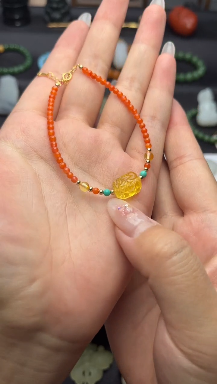 合金手链南红玛瑙小米珠手链