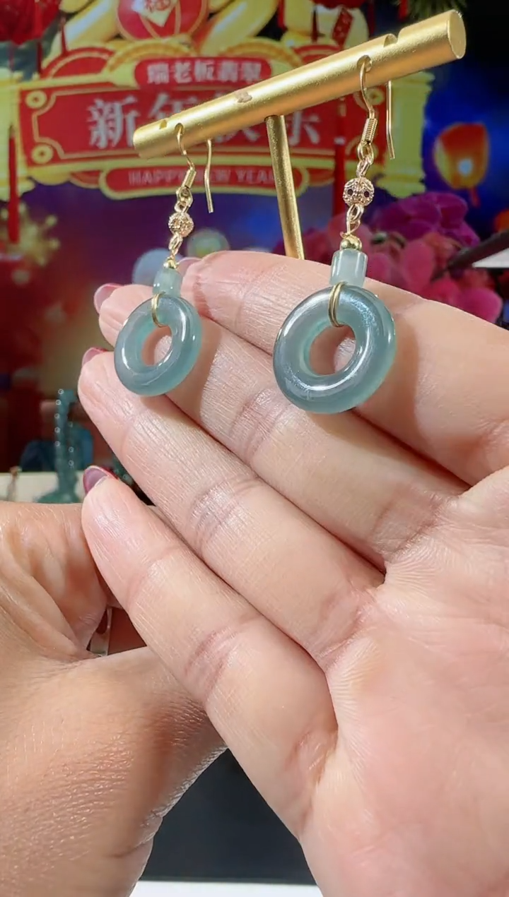 【闪购商品】翡翠耳饰合金甜甜圈多样性发一