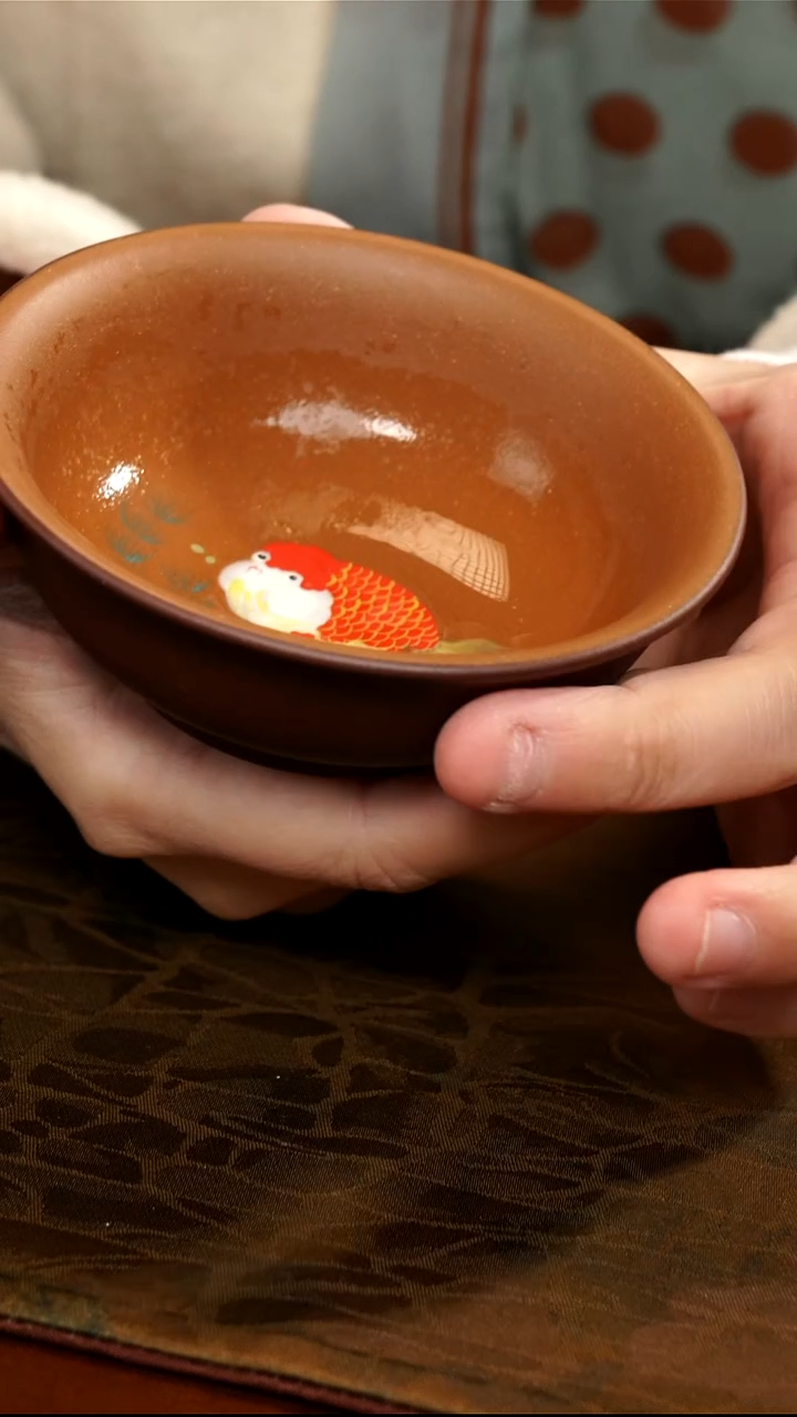 茶壶紫砂金鱼大口杯