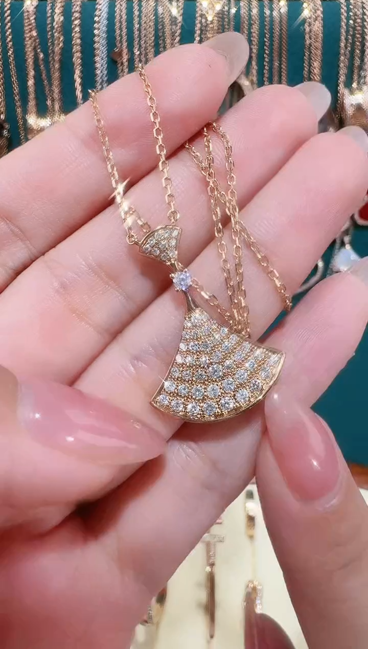 【闪购商品】钻石套链18K金镶嵌满钻裙子套链