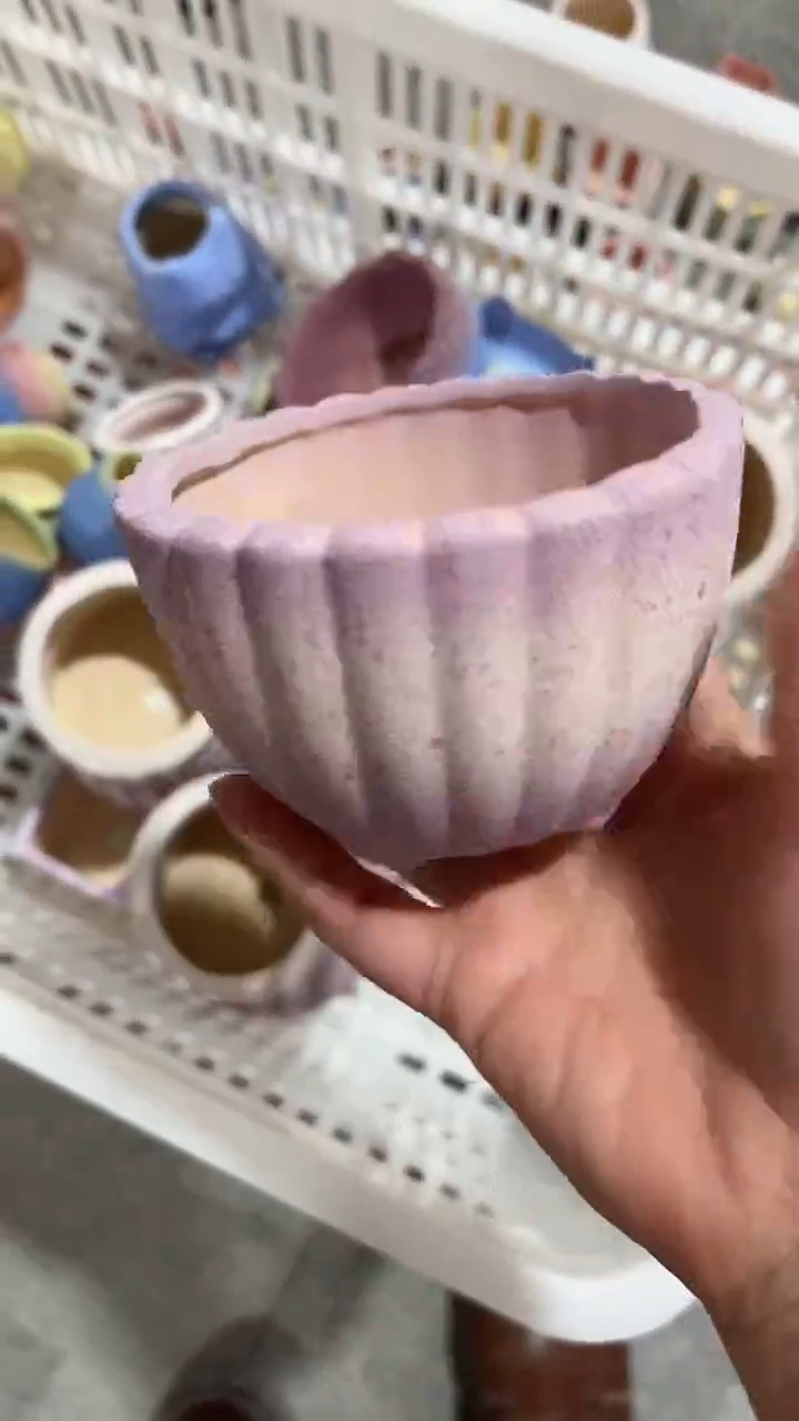 麦饭石粗陶多肉花盆口径9*6微瑕