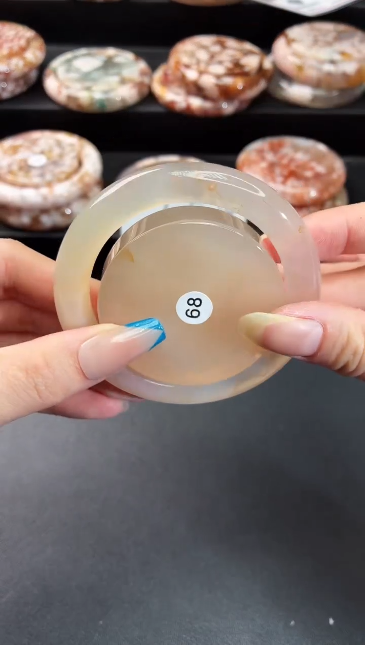 手镯玛瑙/玉髓未镶嵌石英质玉56圈55/56带(赠送镯心)