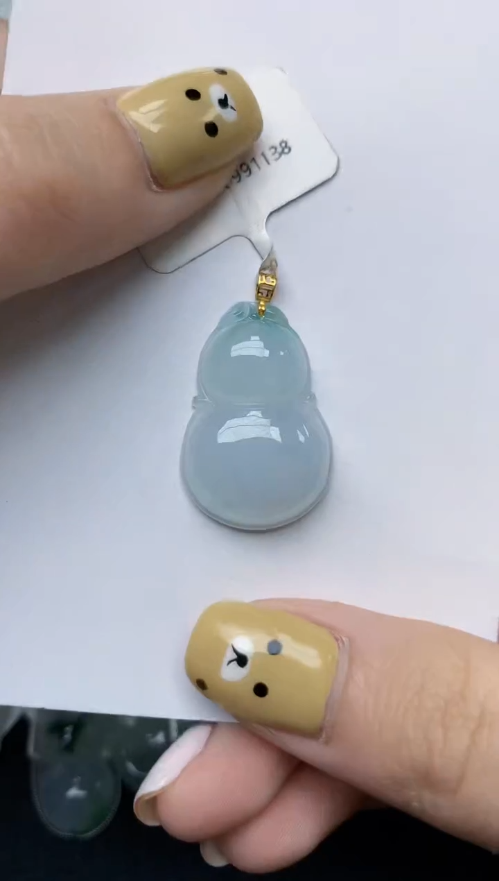 翡翠18K金镶嵌颈饰天然翡翠A货